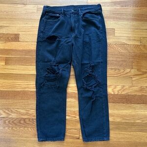 American Eagle black high-rise ripped jeans